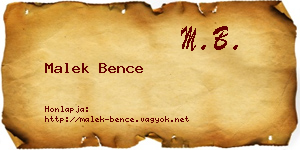Malek Bence névjegykártya